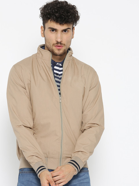 

Pepe Jeans Men Beige Solid Bomber Jacket
