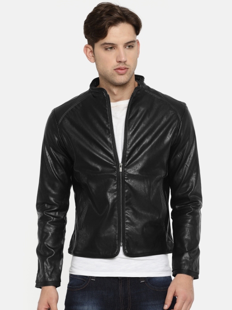 

Pepe Jeans Men Black Solid Biker Jacket