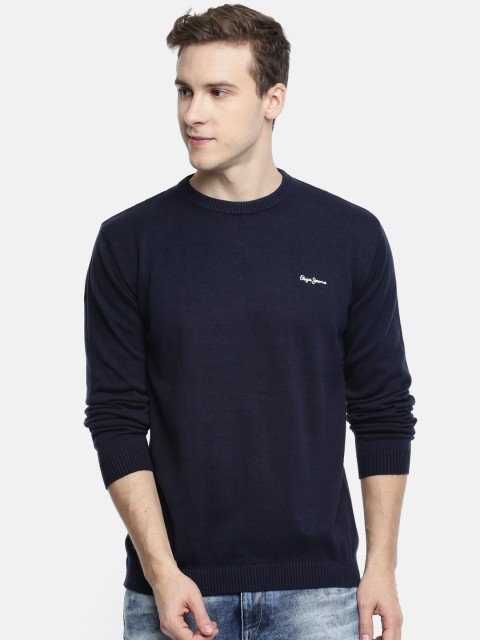 

Pepe Jeans Men Navy Blue Solid Pullover