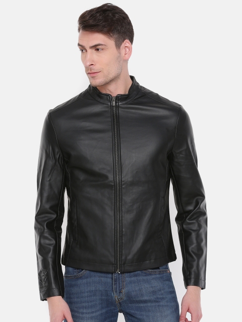

Pepe Jeans Men Black Solid Biker Jacket