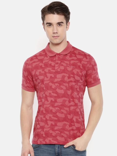

Pepe Jeans Men Red Printed Polo T-shirt