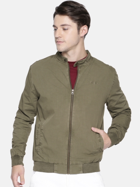 

Pepe Jeans Men Olive Green Solid Bomber