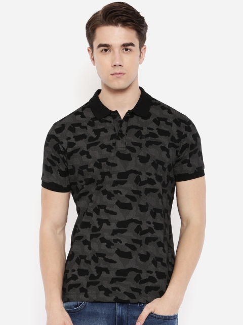 

Pepe Jeans Men Black Printed Polo Pure Cotton T-shirt