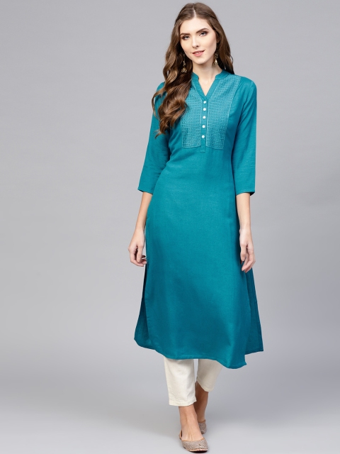 

Libas Women Blue Solid Straight Kurta
