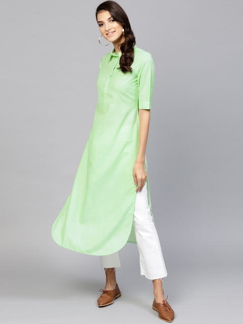 

Libas Women Green Solid Pathani Kurta