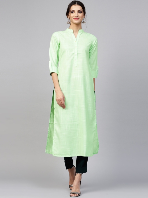 

Libas Women Green Solid Straight Kurta