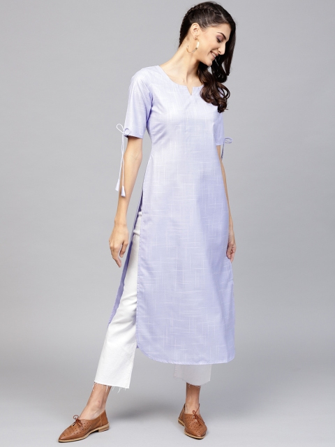 

Libas Women Lavender & White Solid Straight Kurta