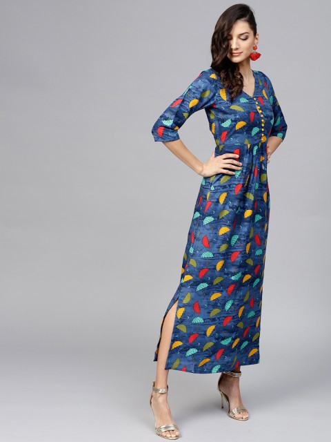 

Libas Women Blue Printed Maxi Dress