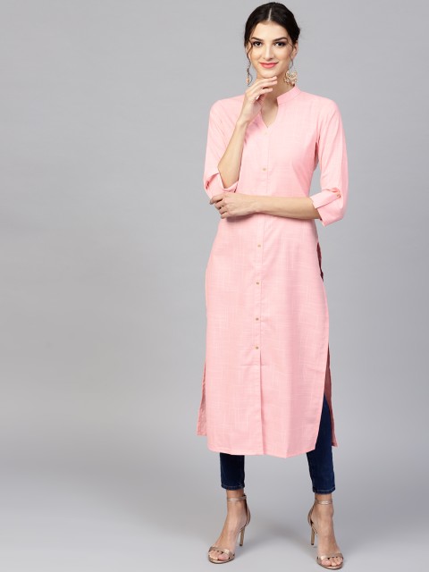 

Libas Women Pink Solid Straight Kurta