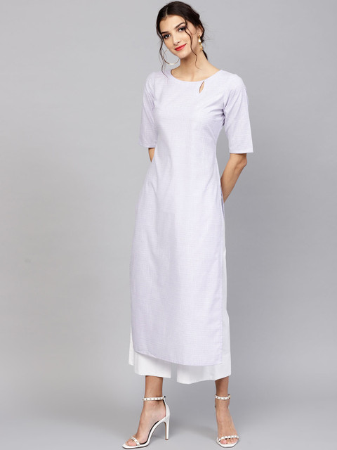 

Libas Women Lavender Solid Straight Kurta