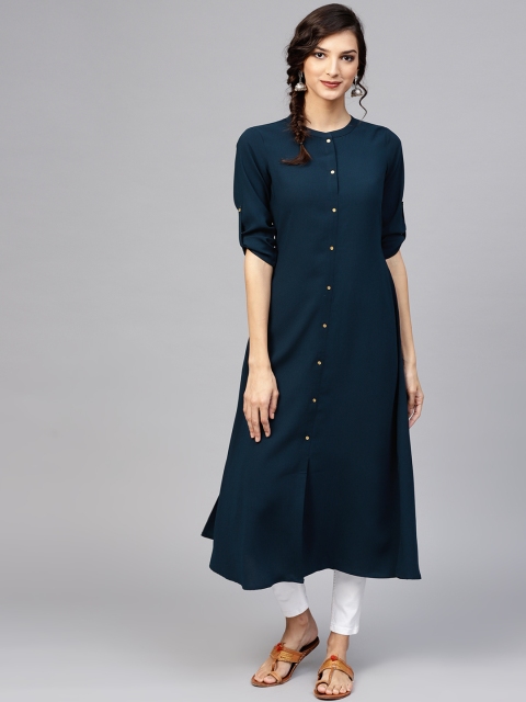 

Libas Women Teal Blue Solid Straight Kurta