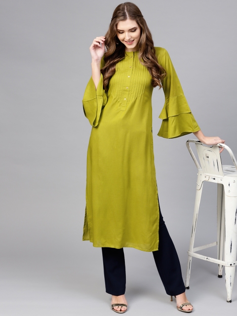 

Libas Women Green Solid Straight Kurta