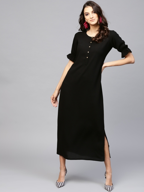 

Libas Women Black Solid Maxi Dress