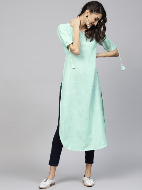 

Libas Women Green Solid Straight Kurta