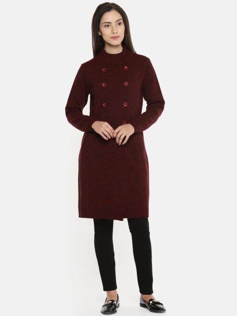 

RANGMANCH BY PANTALOONS Women Maroon Solid Tailored Jacket