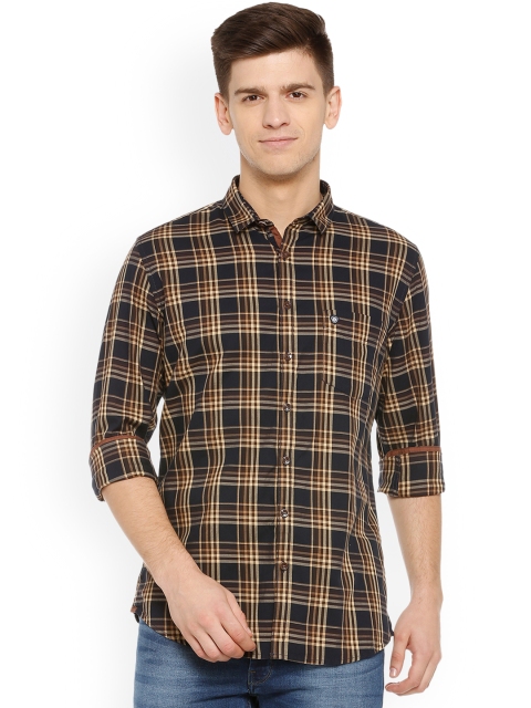 

Van Heusen Sport Men Black and Brown Slim Fit Checked Casual Shirt