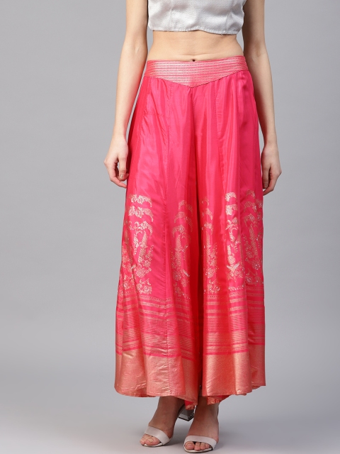 

W Women Magenta Flared Printed Palazzos