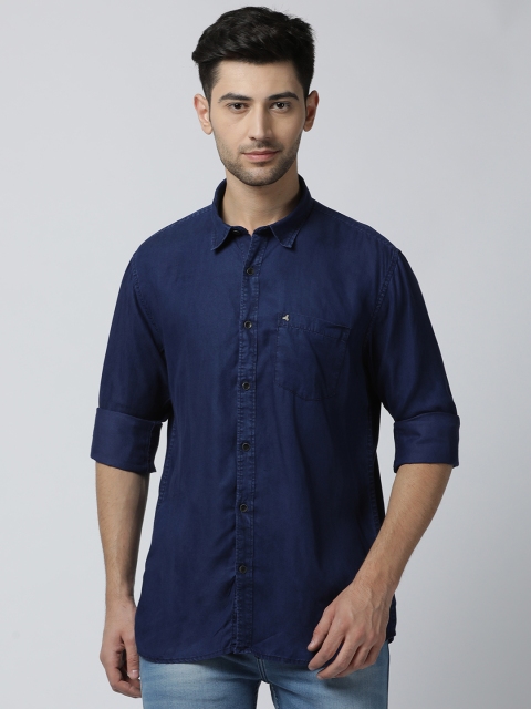 

JDC Men Navy Blue Slim Fit Solid Casual Shirt