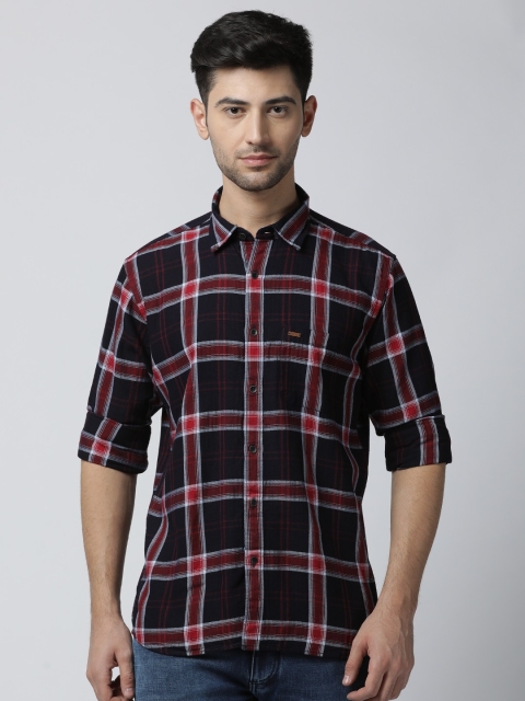 

JDC Men Black & Red Slim Fit Checked Casual Shirt