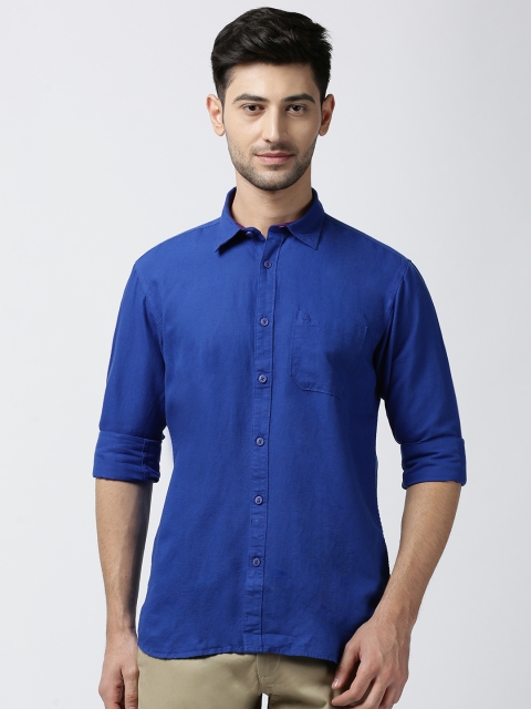 

JDC Men Blue Slim Fit Solid Casual Shirt