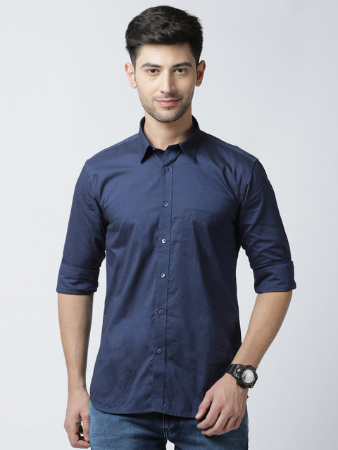 

JDC Men Blue Slim Fit Solid Casual Shirt