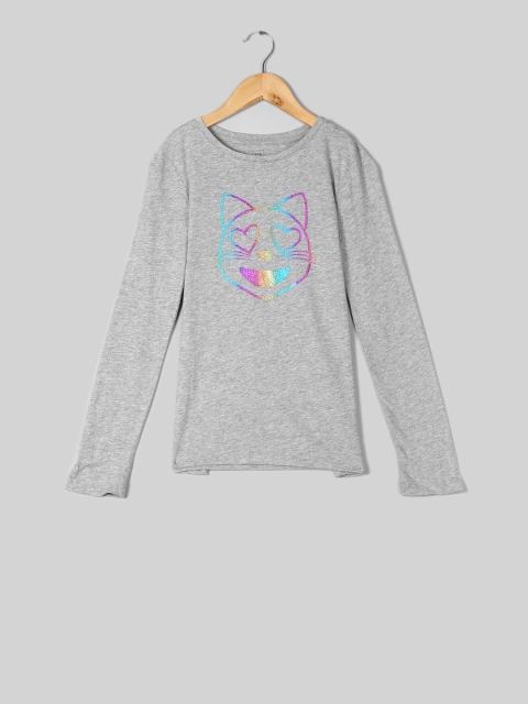 

GAP Girls Embellished Graphic Long Sleeve T-shirt, Grey