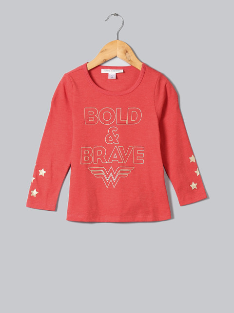 

GAP Girls Red Printed Round Neck T-shirt