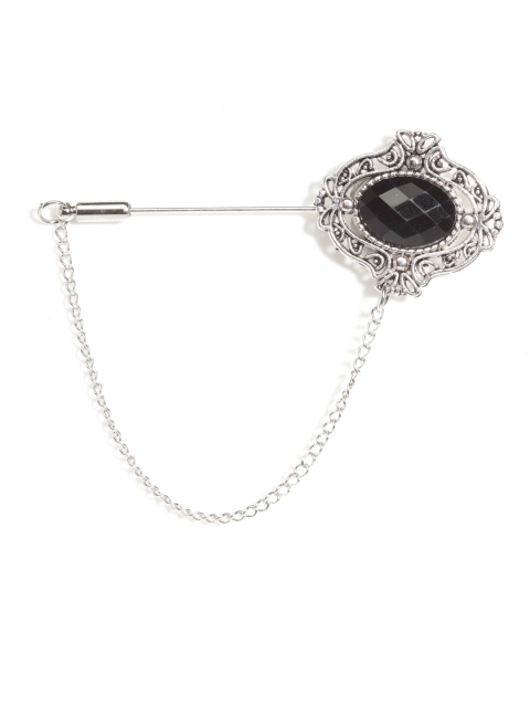 

Alvaro Castagnino Men Silver-Toned & Black Brooch