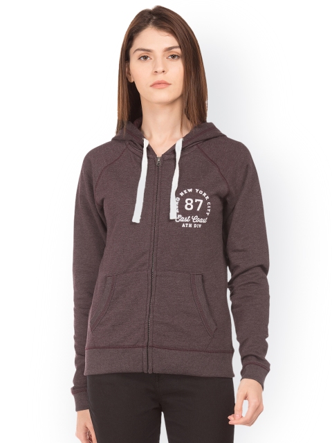 

Aeropostale Women Brown Printed Hooded Sweatshirt