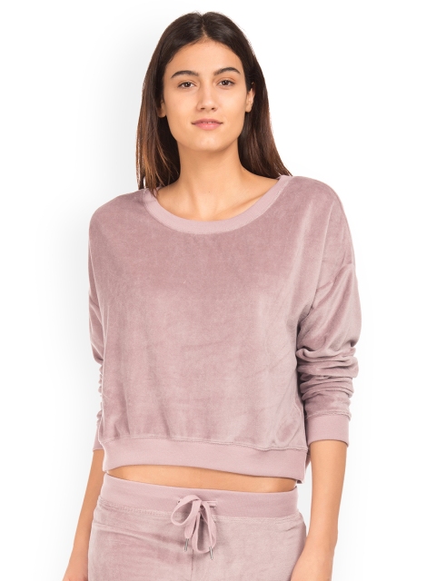 

Aeropostale Women Purple Solid Sweatshirt