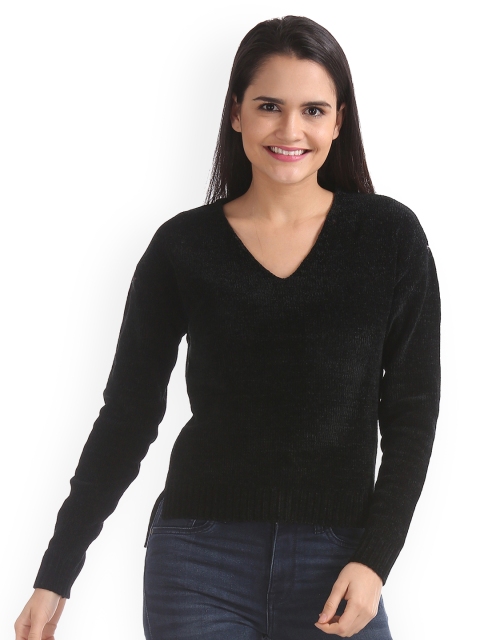 

Aeropostale Women Black Solid Sweater