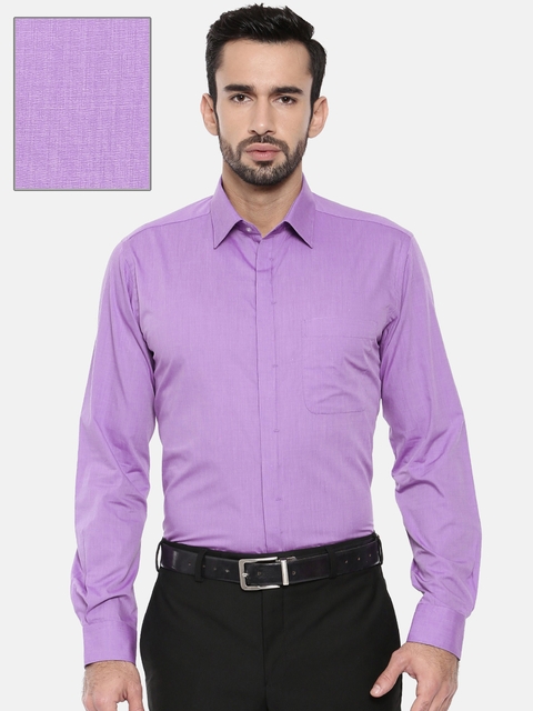 Raymond Men Violet Regular Fit Solid Casual Shirt