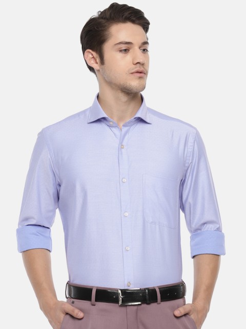 

Raymond Men Blue Regular Fit Self Design Formal Shirt