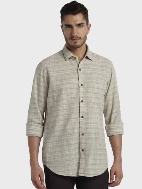 

ColorPlus Men Grey Tailored Fit Striped Casual Shirt