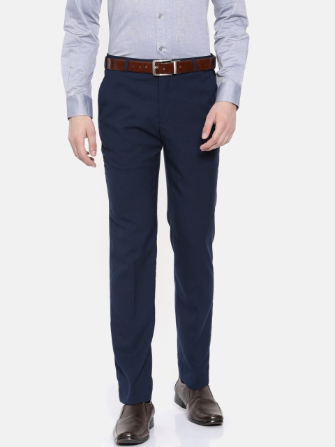 

Park Avenue Men Navy Blue Super Slim Fit Solid Formal Trousers