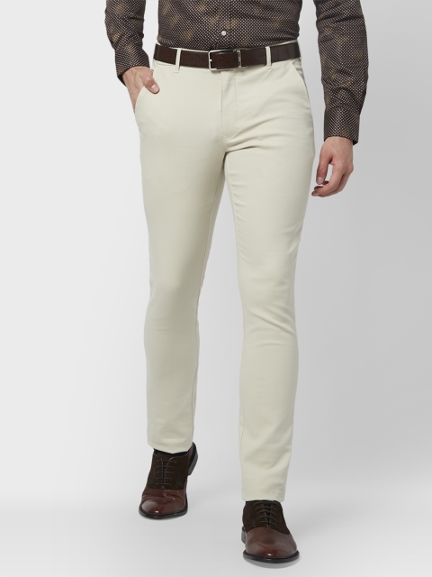 

Park Avenue Men Beige Slim Fit Solid Regular Trousers