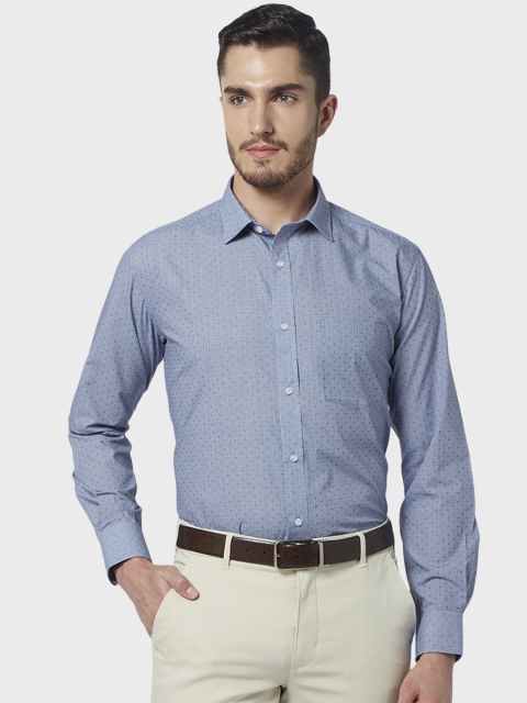 

Park Avenue Men Blue Regular Fit Self Design Formal Shirt