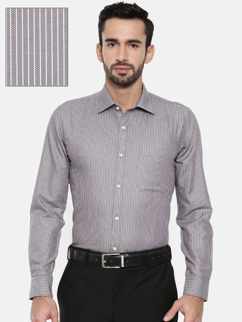 

Raymond Men Grey Contemporary Regular Fit Striped Formal Shirt