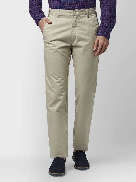 

Park Avenue Men Beige Slim Fit Solid Regular Trousers