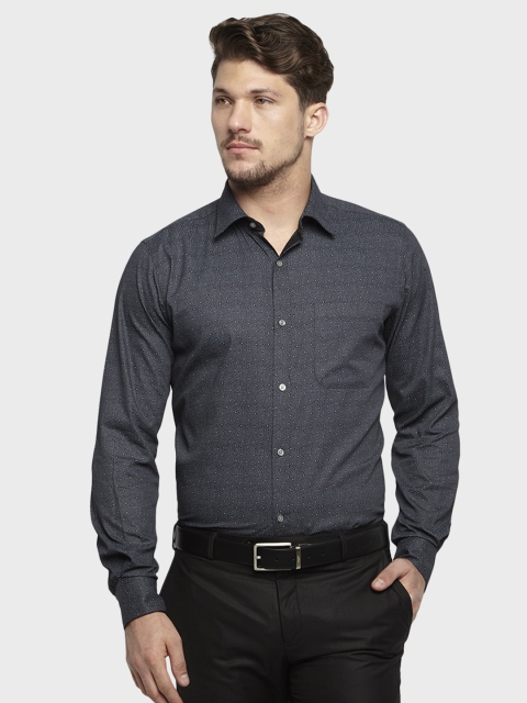 

Raymond Men Black & Blue Regular Fit Printed Formal Shirt