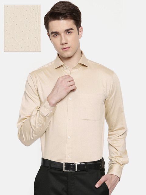 

Raymond Men Beige Contemporary Fit Self-Design Formal Shirt