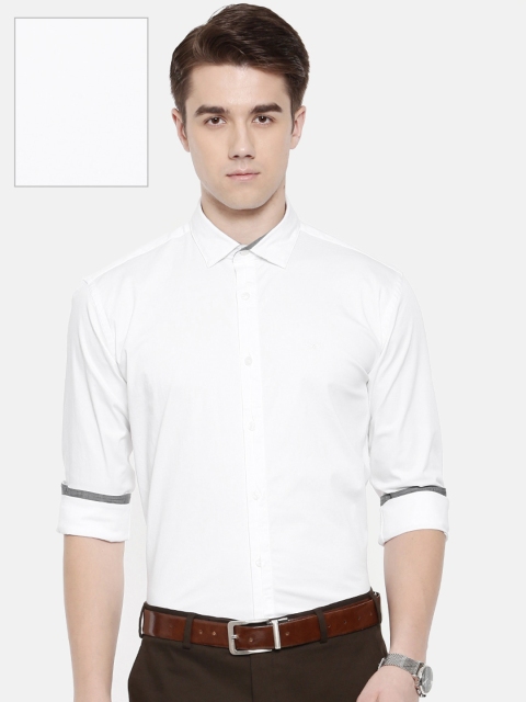 

Park Avenue Men White Slim Fit Solid Semiformal Shirt