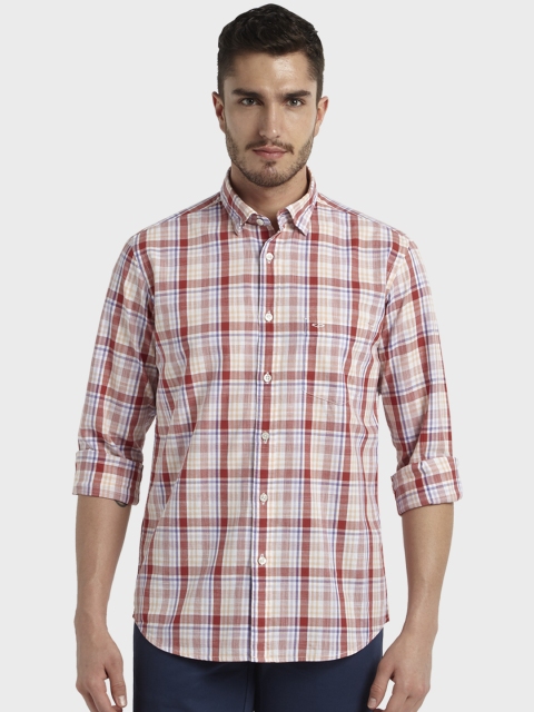 

ColorPlus Men Red & White Tailored Fit Checked Casual Shirt