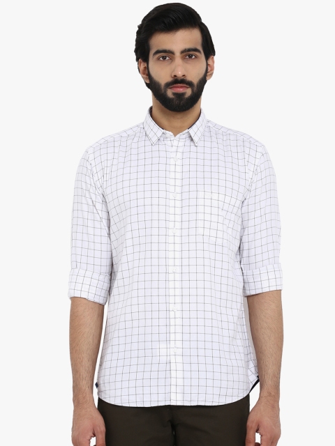

Park Avenue Men White Slim Fit Checked Casual Shirt