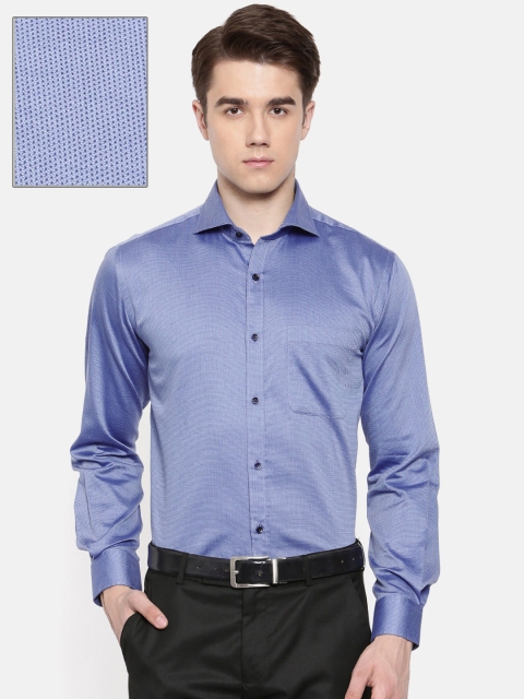 

Raymond Men Blue Regular Fit Self Design Formal Shirt