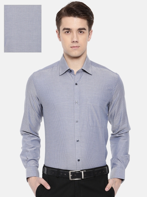 

Raymond Men Blue Contemporary Regular Fit Self Design Formal Shirt