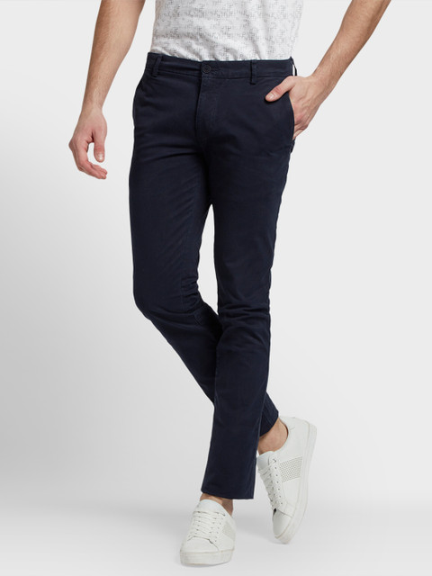 

Parx Men Blue Slim Fit Solid Regular Trousers