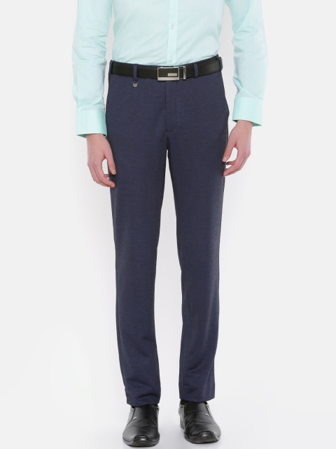 

Park Avenue Men Navy Neo Regular Fit Solid Formal Trousers, Navy blue