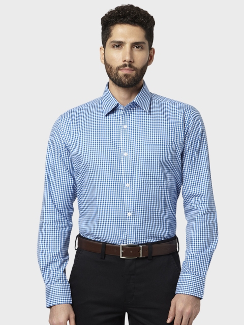 

Park Avenue Men Blue & White Slim Fit Checked Formal Shirt