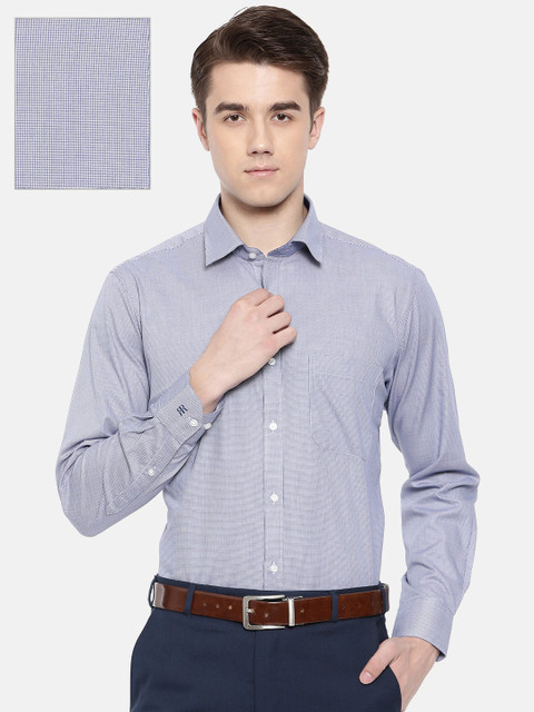

Raymond Men Blue Contemporary Regular Fit Self Design Formal Shirt